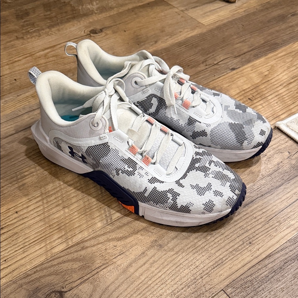 Under Armour Gray and White Camouflage Athletic Shoes